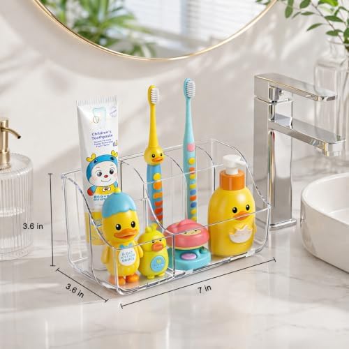 Sotfamily Clear Kids Toothbrush Holders for Bathrooms, 1 Pack(No-Drill)