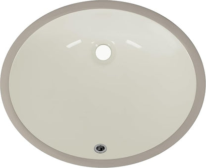 DeerValley DV-1U303BN Bone Undermount Bathroom Sink 18'' x 15'' Oval Ceramic Sink Bathroom Vessel Sink with Overflow Hole