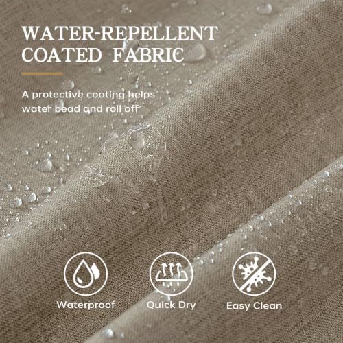 Furlinic Scalloped Greige No Hook Shower Curtain 96 Inch Extra Wide 96x75