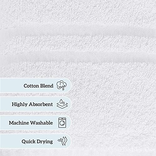 GREEN LIFESTYLE Bath Towels 24" x 50" 48 Pack - White Large Bath Towels, Soft Absorbent Thick Towels for Hotel, Spa, Gym and Bathroom Use, Cotton Blend Bulk Towel Set