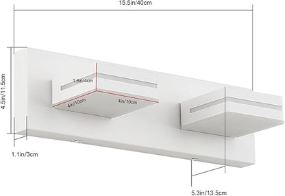 SineRise LED Modern Bathroom Vanity Light Fixtures (2-Light, 15.5-Inch, Dimmable), Matte White Modern Acrylic Bathroom Wall Lighting Fixtures Over Mirror (Cool White 6000K)