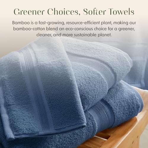 Luxury Bamboo Rayon Oversized Bath Towel Set | 2-Pack | Ultra Soft | Blue
