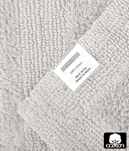 COTTON CRAFT 2 Pack Reversible Bath Mat - Plush Bath Rug - 17x24 - Platinum
