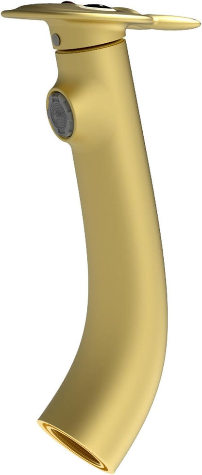 BiaoTeng Brushed Gold Bathroom Faucets Single Handle 2 Function Hot and Cold Brass Single Hole Bathroom Faucet 1 Hole