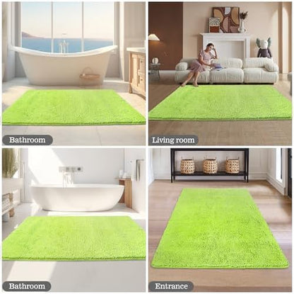 Yeaban Chenille Apple Green Bathroom Rug 40"x60",Non-Slip Rubber Backing