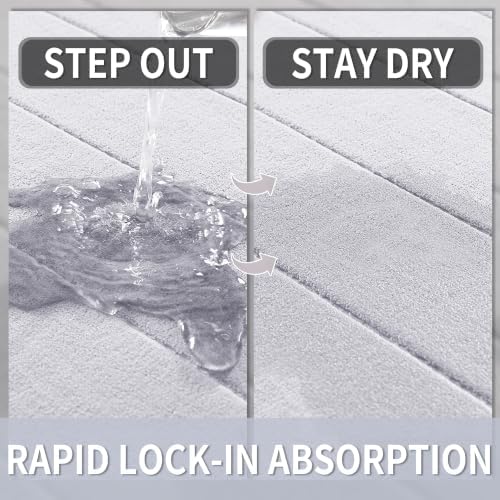 Yimobra Bathroom Runner Rugs 72"x24" Non Slip Washable Memory Foam Bath Mat, Super Soft Water Absorbent Hallway Carpet for Vanity Tub Shower, White