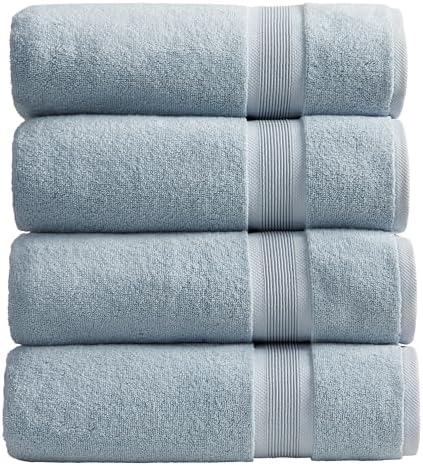 Springtree Home Luxury Bamboo Rayon Plush Bath Towel Set | 4-Pack| Blue Fog