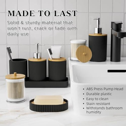Bathroom Accessories Set Complete, Black Shower Curtain Set, 25PCS