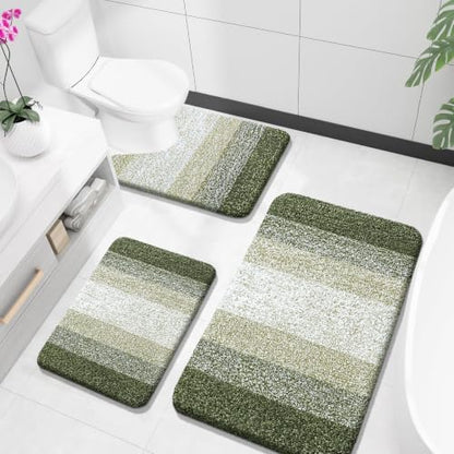 OLANLY Microfiber Bathroom Rugs Sets 3 Piece, 36"x24"+24"x16"+24"x20"