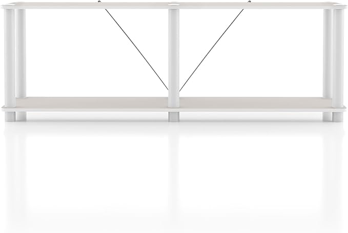 Homes: Inside + Out Apexa Modern 2-Tier Extra Wide Shelving Units, Collectibles Display Shelves, Easy Assembly Low Shelf, Home Storage Organizer for Living Room, Bedroom, Office, Taupe Grey