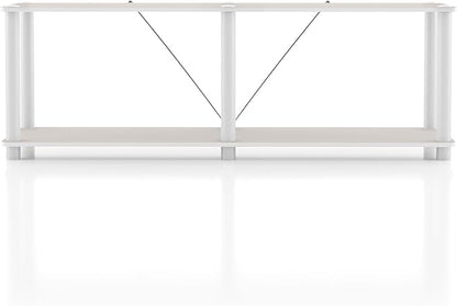 Homes: Inside + Out Apexa Modern 2-Tier Extra Wide Shelving Units, Collectibles Display Shelves, Easy Assembly Low Shelf, Home Storage Organizer for Living Room, Bedroom, Office, Taupe Grey