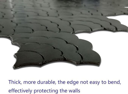 XUANINY 7-Sheet Peel and Stick Metal Backsplash Tiles, Self Adhesive Cloud-Shaped Aluminum Mosaic 3D Wall Sticker for Kitchen Bathroom Living Room Decor (Black, 11)