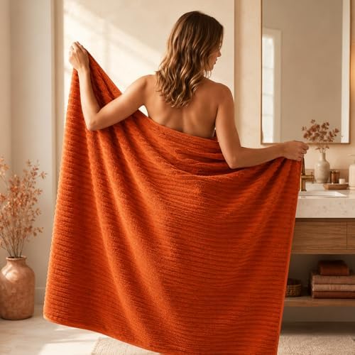 2 Piece Bath Sheets, 40"x80" Bath Towels, Burnt Orange