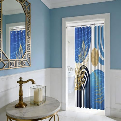 Light Blue Stall Shower Curtain, 36X72 in Narrow Small, Mid Century