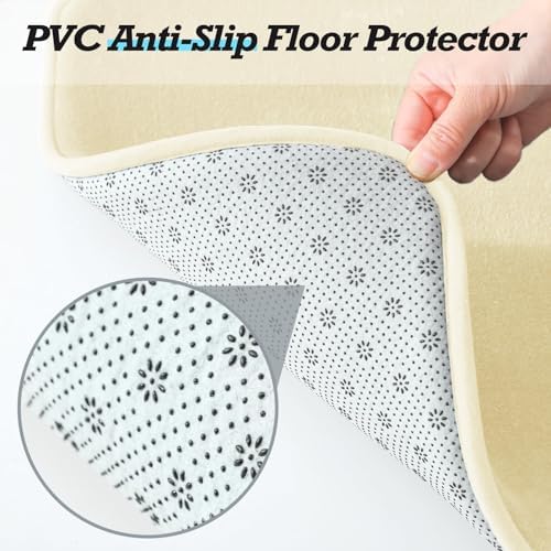 HUXMEYSON Bathroom Rugs Sets 3 Piece, Non-Slip & Quick Dry Bath Mat Set, Ultra Soft Velvet Bath Rugs for Bathroom, Toilet and Shower Floor, Cream Yellow