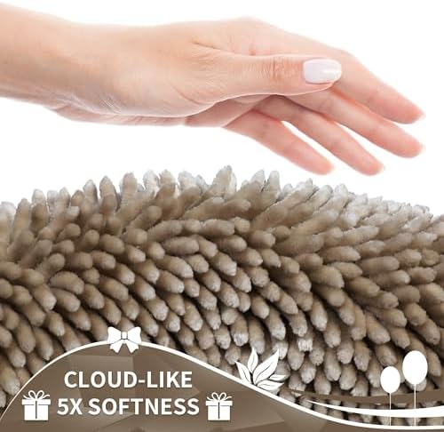 Yimobra Long Bathroom Rugs Runner 60x24 Inch, Extra Thick Soft Absorbent Chenille Bath Mat, Non Slip Machine Washable, Quick Dry Bath Rugs for Bathroom Floor, Tub and Shower, Camel