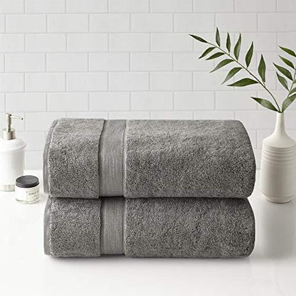 Madison Park Cotton Bath Sheet 2 Piece Oversized, 800GSM, 34" x 68" Grey