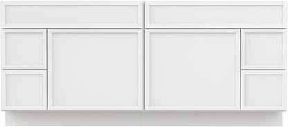 HomeBeyond 72 Inches Bathroom Vanity Base Cabinet Without Sink, Double Sink Top with Door & Soft Closing Drawers, Sturdy Floor Mounted Cabinet 2-Door 4-Drawer, White