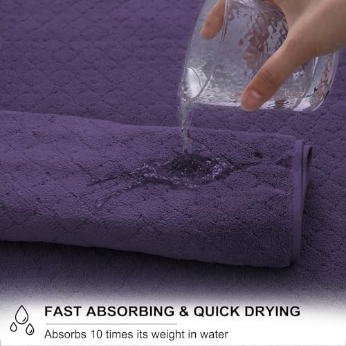 8-Piece Bath Towels Set,2 Oversized Large Bath Towel Sheet,2 Hand Towels and 4 Washcloths - 600 GSM Soft Microfiber Highly Absorbent Quick Dry Shower Towel Collection for Bathroom Hotel and Spa,Purple