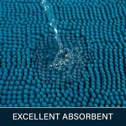 LOCHAS Luxury Bathroom Rug Shaggy Bath Mat 24 x 60 Inch, Peacock Blue