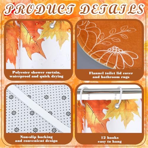 Honoson 8 Pcs Highland Cow Shower Curtain Set with Rugs and Towels