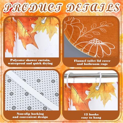 Honoson 8 Pcs Highland Cow Shower Curtain Set with Rugs and Towels