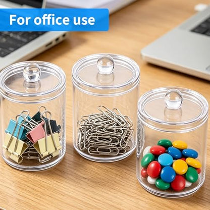 3 Pack Acrylic Qtip Holder Dispenser, Vanity Accessories