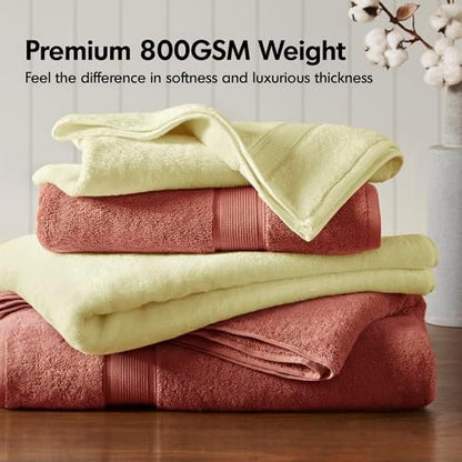 Madison Park 800GSM 100% Cotton Bathroom Bath Towel Set of 8, Yellow