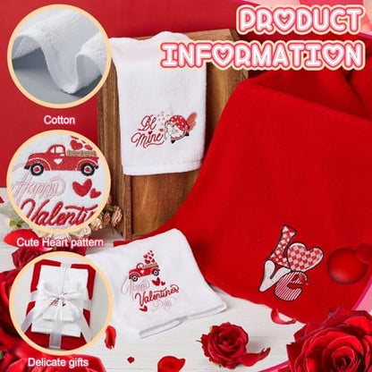 Peryiter 3 Pack Valentine Love Decorative Bath Towel Set