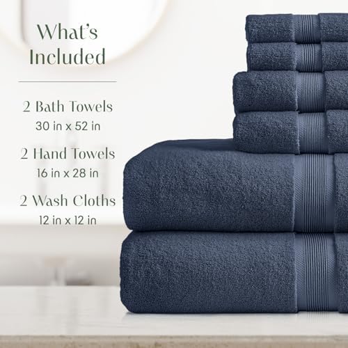 Springtree Home Luxury Bamboo Rayon Bath Towel Set | 6-Piece Set | Blue