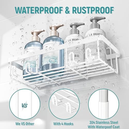 Liuoud 5 Pack Shower Caddy for Inside Shower, White Bathroom Storage Decor