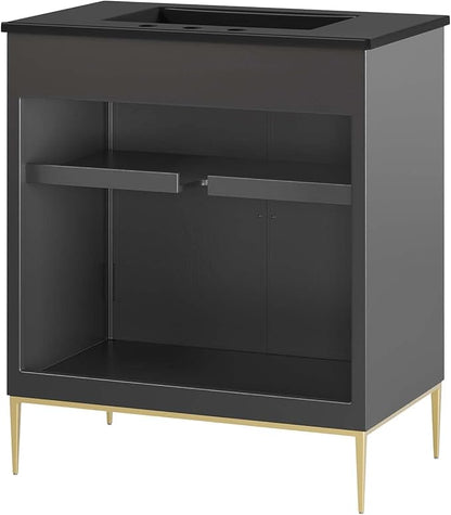 Modway Awaken Bathroom Vanity Cabinet, 30", Black Black