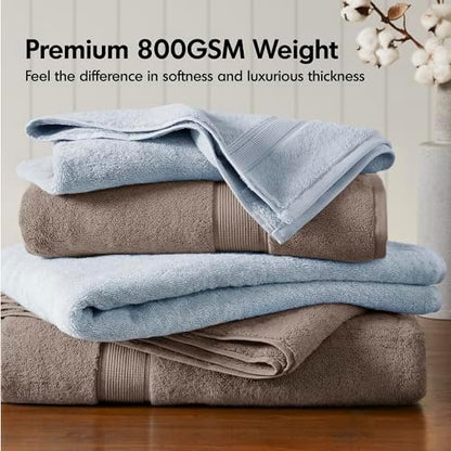Madison Park 800GSM 100% Cotton Bathroom Bath Towel Set of 8, Mocha