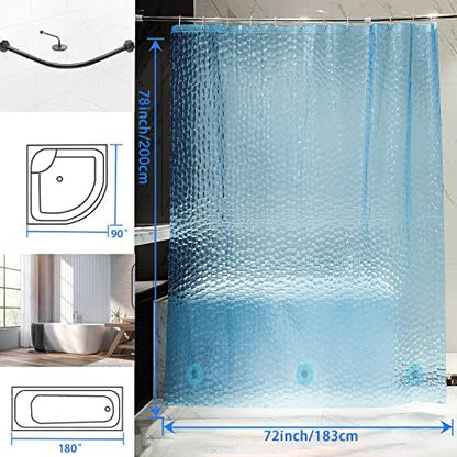 Bostofy Waterproof Shower Curtain Liner EVA Thick Shower Curtain with Heavy Duty 3 Bottom Magnets, Shower Liner for Shower Stall, Bathtubs, 3D Pebble Pattern, 72 x 78,12 Hooks