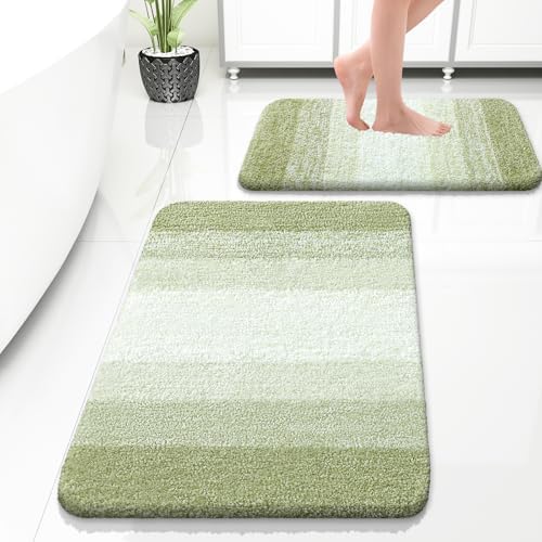 OLANLY Micorfiber Bathroom Rug Set 2 Piece, 30"x20"+24"x16"