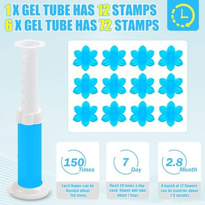 6 Pack Toilet Gel Stamp, 72 Stamps, Flowers Shaped,Toilet Bowl Cleaners