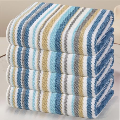 VOOVA & MOVAS Bath Towels 4 Pack, 100% Cotton, 28x52 in, Blue Gray Beige