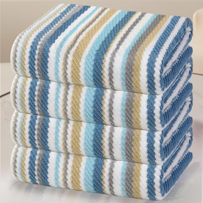 VOOVA & MOVAS Bath Towels 4 Pack, 100% Cotton, 28x52 in, Blue Gray Beige