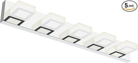Ralbay Chrome Vanity Lights for Bathroom Acrylic Rotable 360° LED Modern Bathroom Lighting Fixtures Over Mirror (4500K Natural White Light)