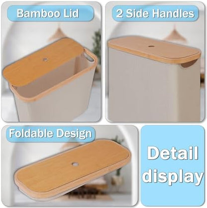 efluky Toilet Paper Basket with Lid, Toilet Paper Organizer for Bathroom, Free Standing Toilet Paper Holder with Storage, Brownbeige