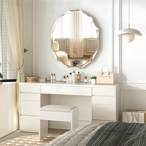 Silver Wall Mirror-Beveled Edge Frameless Mirror for Bathroom, Vanity, Bedroom, Rectangle Mirrors（24X30inch）