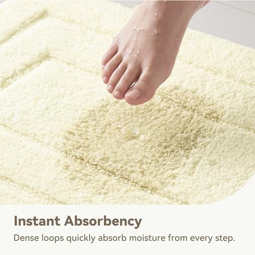 GRANNY SAYS Ivory Bathroom Rug 16" x 24", Non-Slip Microfiber Bath Mat