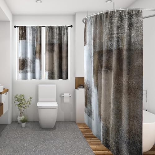 Shower Curtain Set, for Bathroom Decor 72" x 72", Abstract Brown