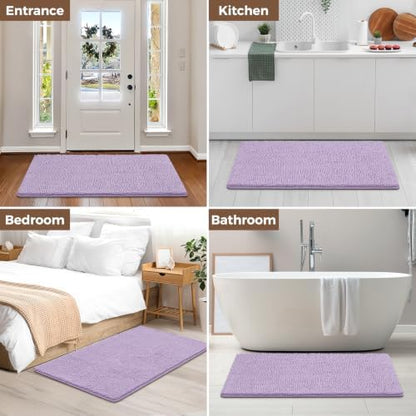 Bcoimo 48x30 Chenille Bath Mat – Non-Slip with Backing Bath Rug Ultra-Absorbent and Machine Washable Bathroom Mat Quick-Dry Design. Ideal for Bathroom Shower and Tub Areas