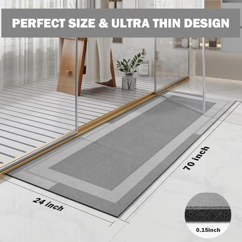 YDKGL Non Slip Bath Mat Long Ultra Thin Bathroom Rugs Runner Fit Under Door
