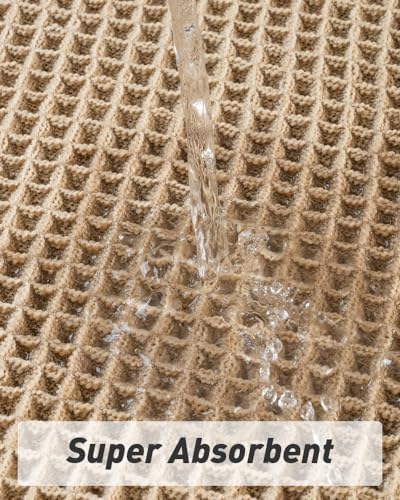 Upgraded Waffle Bath Mat Set of 2 Absorbent Bathroom Mat 17"x24" + 18"x30"
