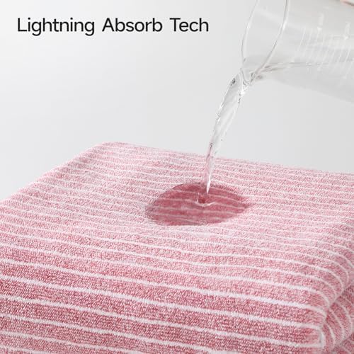 REDKISS 6-Piece Microfiber Bath Towel Set, Ultra Soft, Highly Absorbent & Quick Dry, 35x70 Inch Oversized, Pink Towels for Bathroom, Spa, Gym, 2 Bath 2 Hand 2 Washcloths