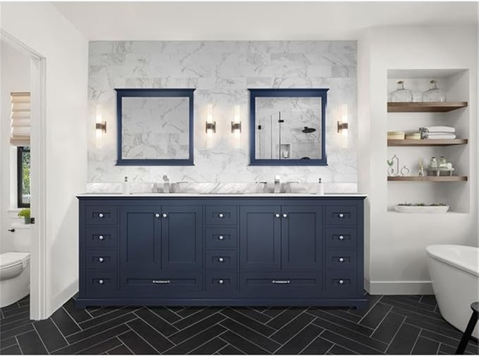 Dukes 84 in. W x 22 in. D Navy Blue Double Bath Vanity