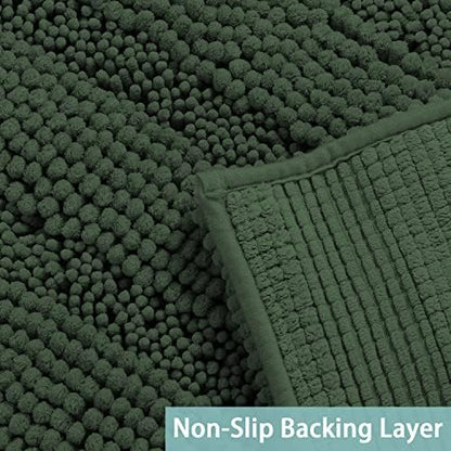 Turquoize Bathroom Rug 20"x32", Absorbent Chenille Bath Rug, Bronze Green
