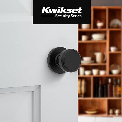 Kwikset Maven Dummy Door Knob, Single Sided Round Handle for Closets, French Double Doors, and Pantry, Matte Black Non-Turning Interior Push/Pull Door Knob, with Microban Protection (Pack of 10)